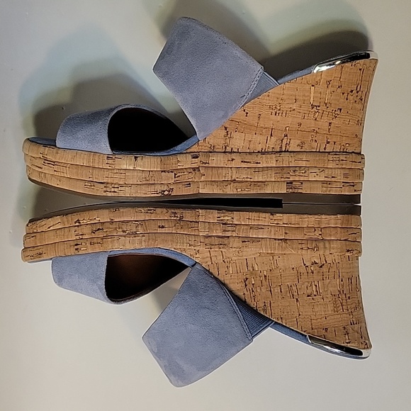 FRANCO SARTO Light Blue Suede Leather Wedge Sandals Size 6.5 - Picture 16 of 16
